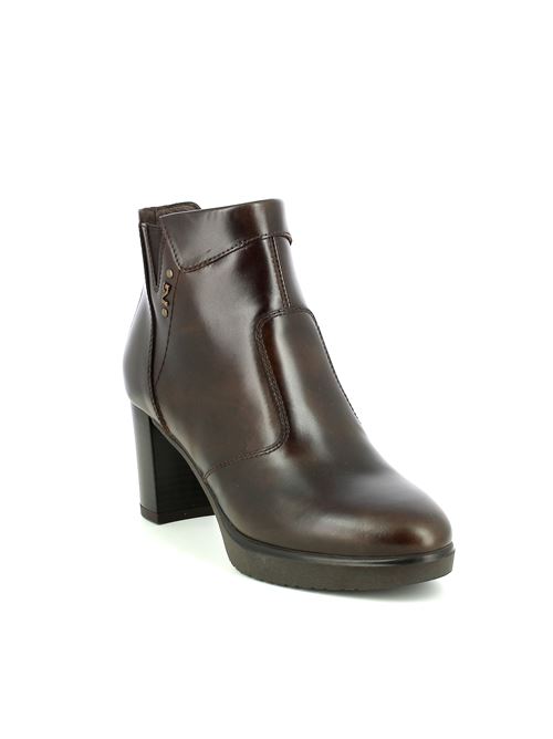 stivaletto da donna in pelle liscia testa di moro con tacco 7 cm NERO GIARDINI | I513801D300